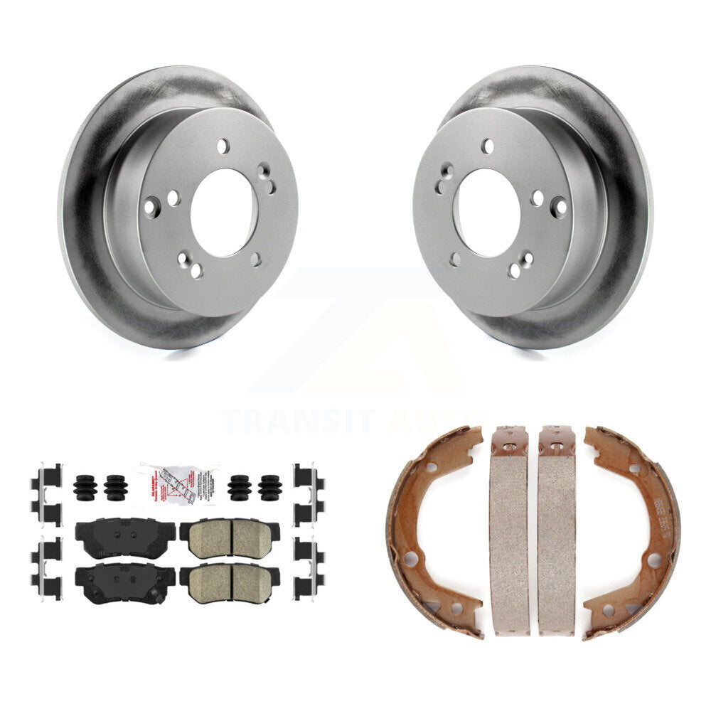Rear Disc Coated Rotors Ceramic Pads & Parking Shoes Kit For Hyundai Tucson Kia Sportage KGA-106517
