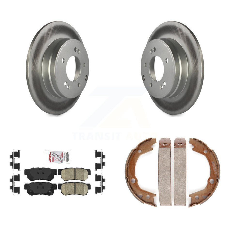 Rear Disc Coated Rotors Ceramic Pads And Parking Brake Shoes Kit For Hyundai Sonata 3.3L KGA-106520