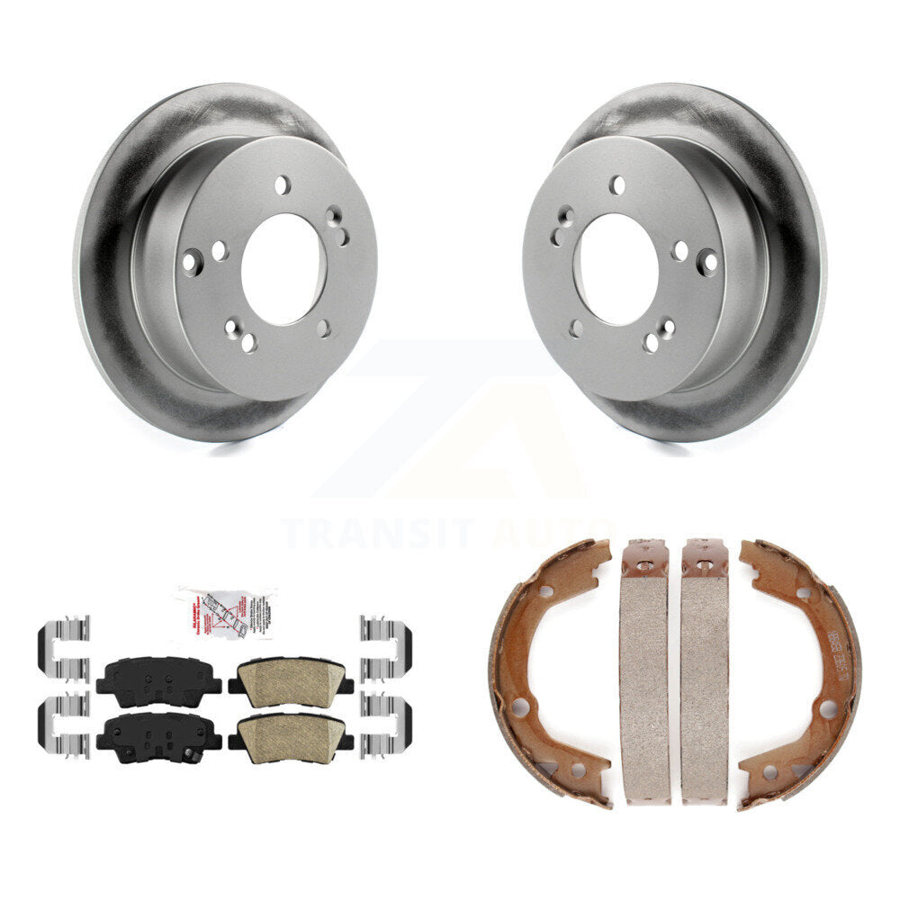 Rear Disc Coated Rotors Ceramic Pads And Parking Brake Shoes Kit For Hyundai Sonata 2.4L KGA-106526