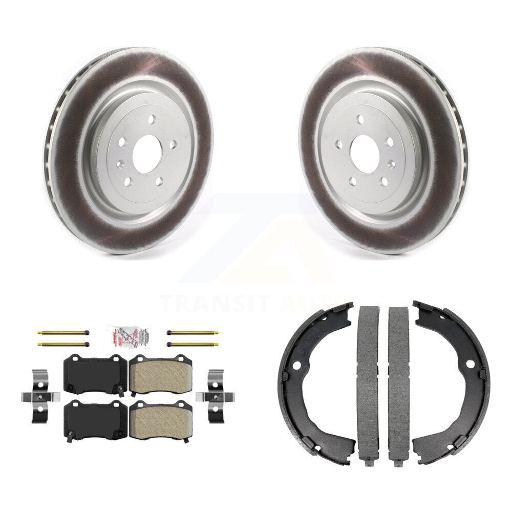 Rear Disc Coated Rotors Semi-Metallic Pads And Parking Shoes Kit For Chevrolet Camaro CTS KGA-106535