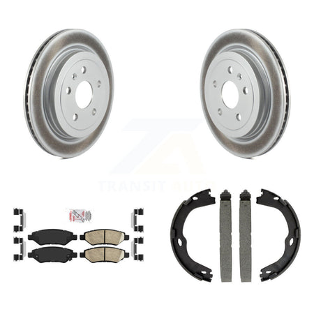Rear Disc Coated Rotors Ceramic Pads And Parking Brake Shoes Kit For Cadillac CTS KGA-106536