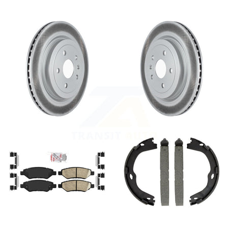 Rear Disc Coated Rotors Ceramic Pads And Parking Brake Shoes Kit For Cadillac CTS KGA-106537
