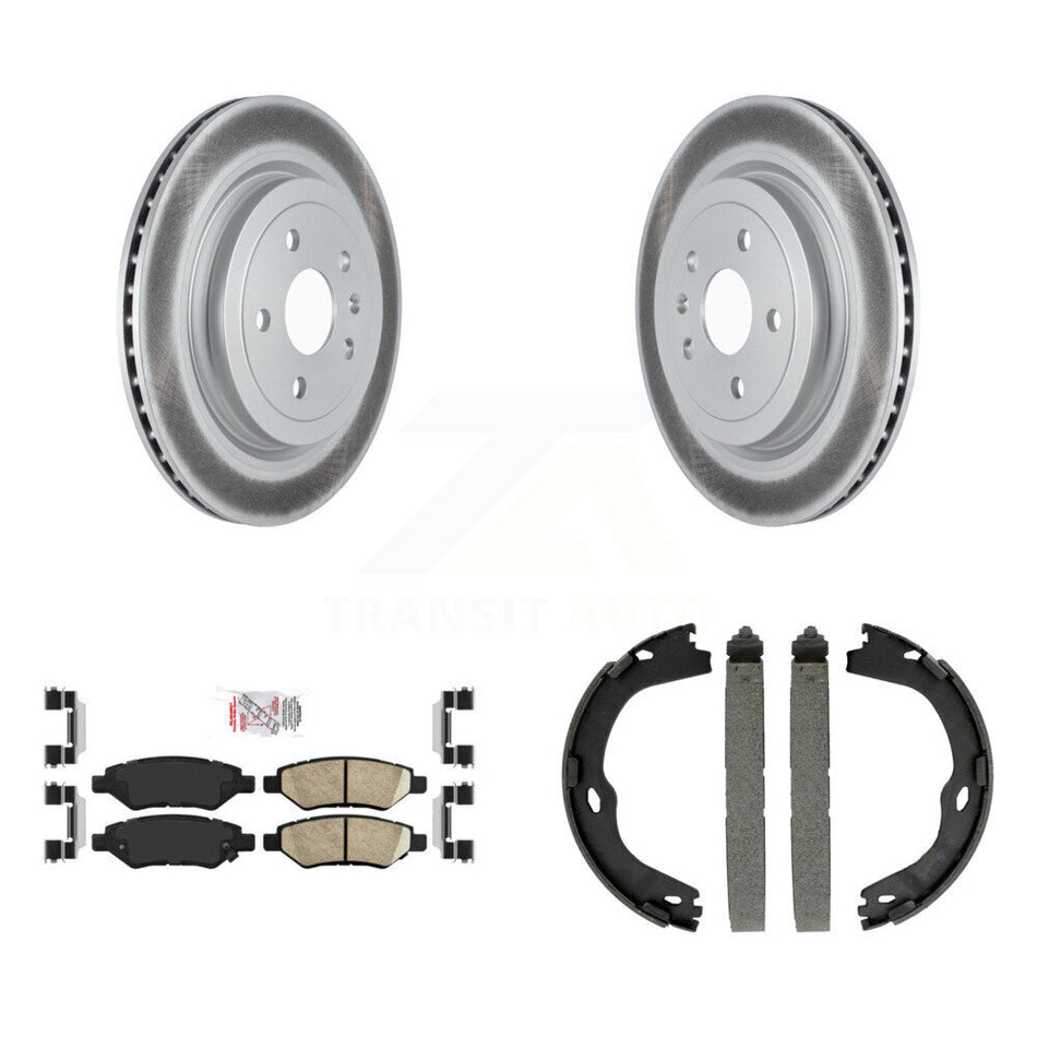 Rear Disc Coated Rotors Ceramic Pads And Parking Brake Shoes Kit For Cadillac CTS KGA-106537