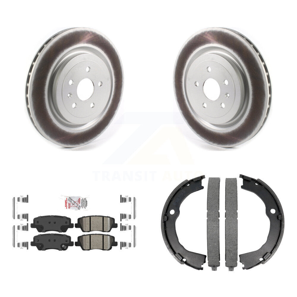 Rear Disc Coated Rotors Ceramic Pads & Parking Shoes Kit For Cadillac CTS Coupe with 6.2L KGA-106538