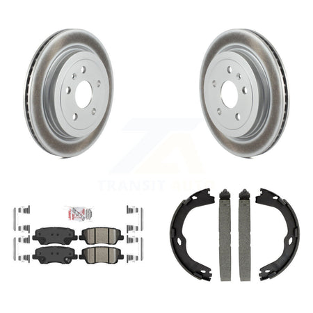 Rear Disc Coated Rotors Ceramic Pads And Parking Brake Shoes Kit For Cadillac CTS KGA-106539