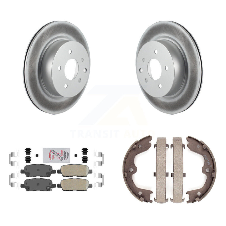 Rear Disc Coated Rotors Ceramic Pads Parking Shoes Kit For INFINITI Nissan Maxima G37 G35 KGA-106544