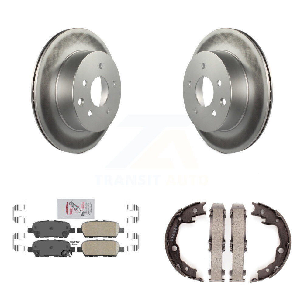 Rear Disc Coated Rotors Ceramic Pads Parking Shoes Kit For Nissan Rogue LEAF Juke Select KGA-106545
