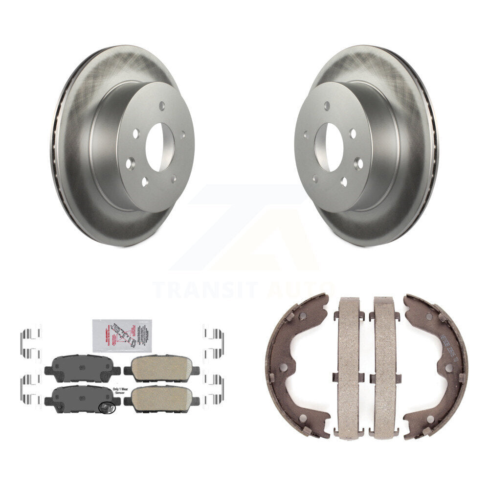 Rear Disc Coated Rotors Ceramic Pads Parking Brake Shoes Kit For INFINITI G35 Nissan 350Z KGA-106549