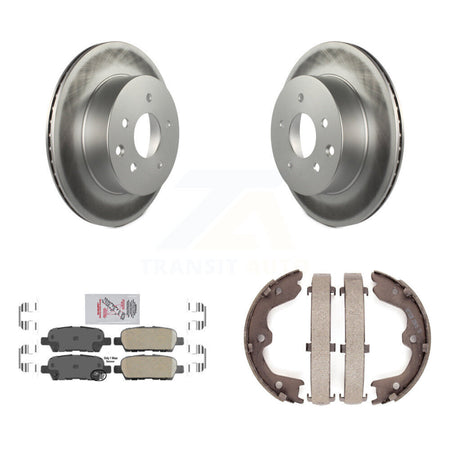 Rear Disc Coated Rotors Ceramic Pads Parking Brake Shoes Kit For INFINITI G35 Nissan 350Z KGA-106549