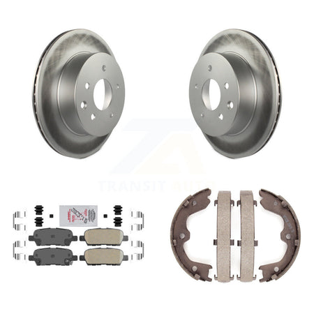 Rear Disc Coated Rotors Ceramic Pads Parking Brake Shoes Kit For INFINITI G35 Nissan 350Z KGA-106550