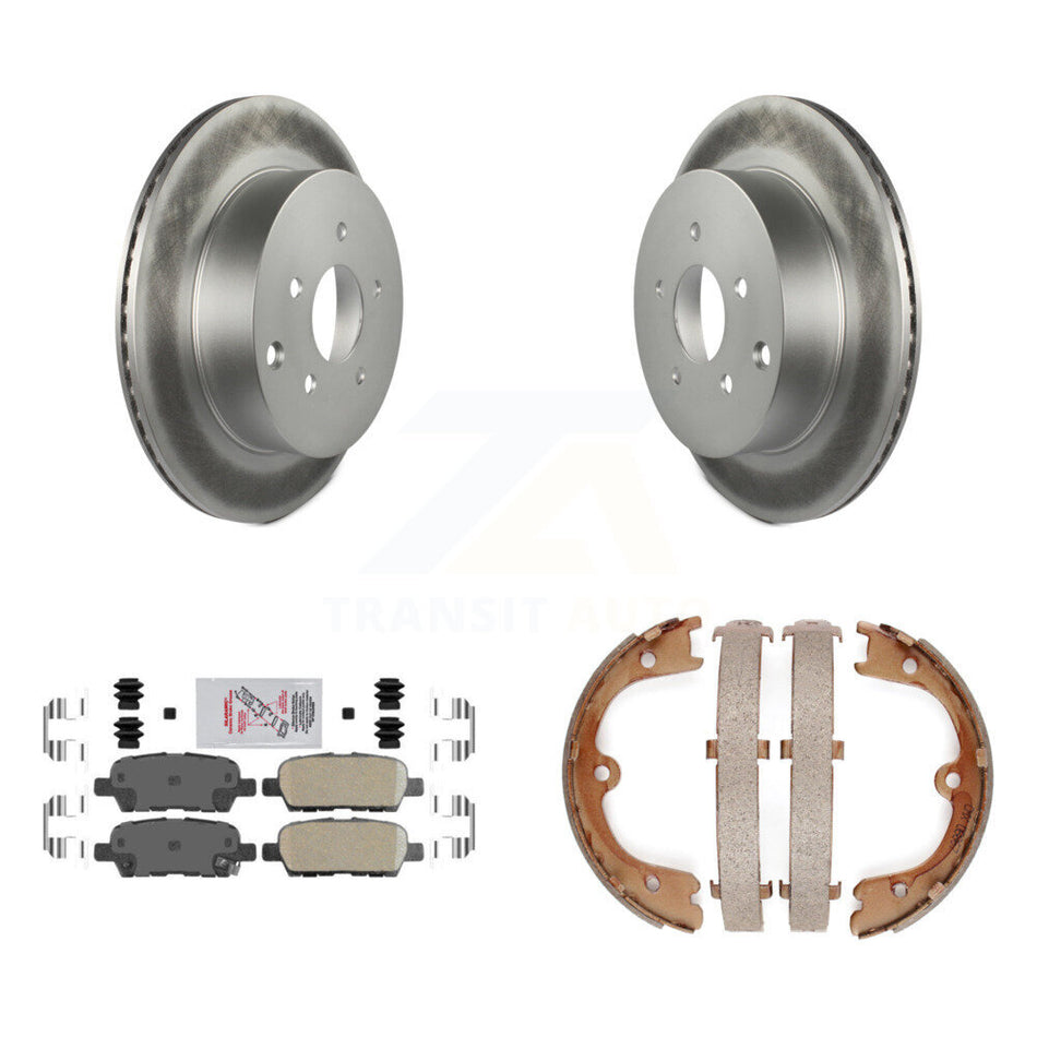 Rear Disc Coated Rotors Ceramic Pads And Parking Shoes Kit For INFINITI FX35 Nissan Quest KGA-106554