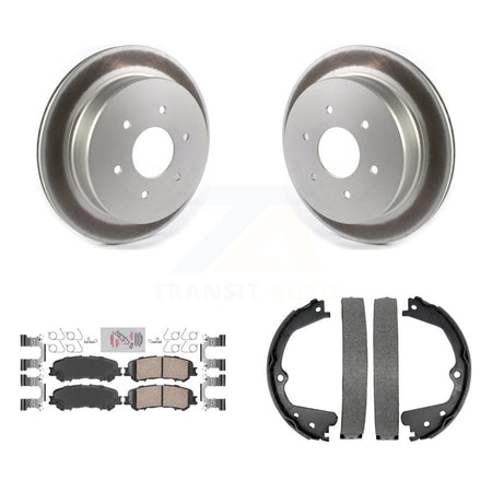 Rear Disc Coated Rotors Ceramic Pads & Parking Brake Shoes Kit For 2017-2023 Nissan TITAN KGA-106559