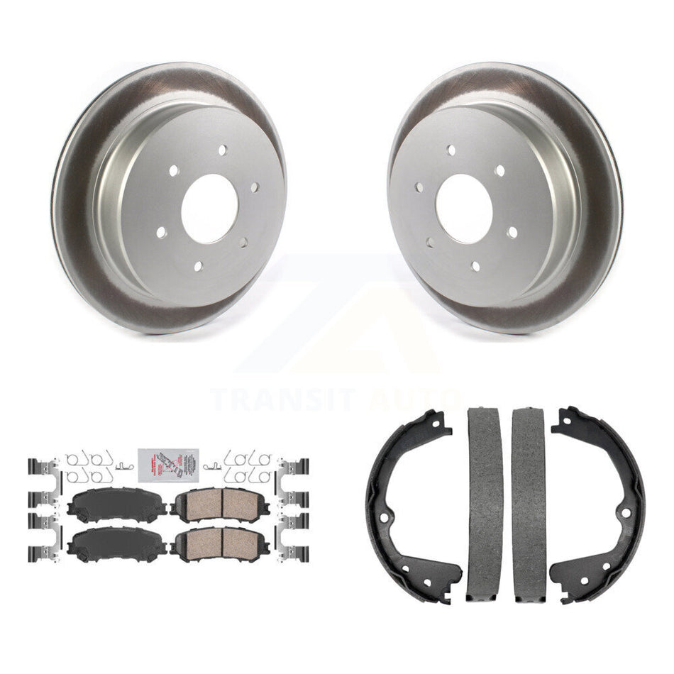 Rear Disc Coated Rotors Ceramic Pads & Parking Brake Shoes Kit For 2017-2023 Nissan TITAN KGA-106559