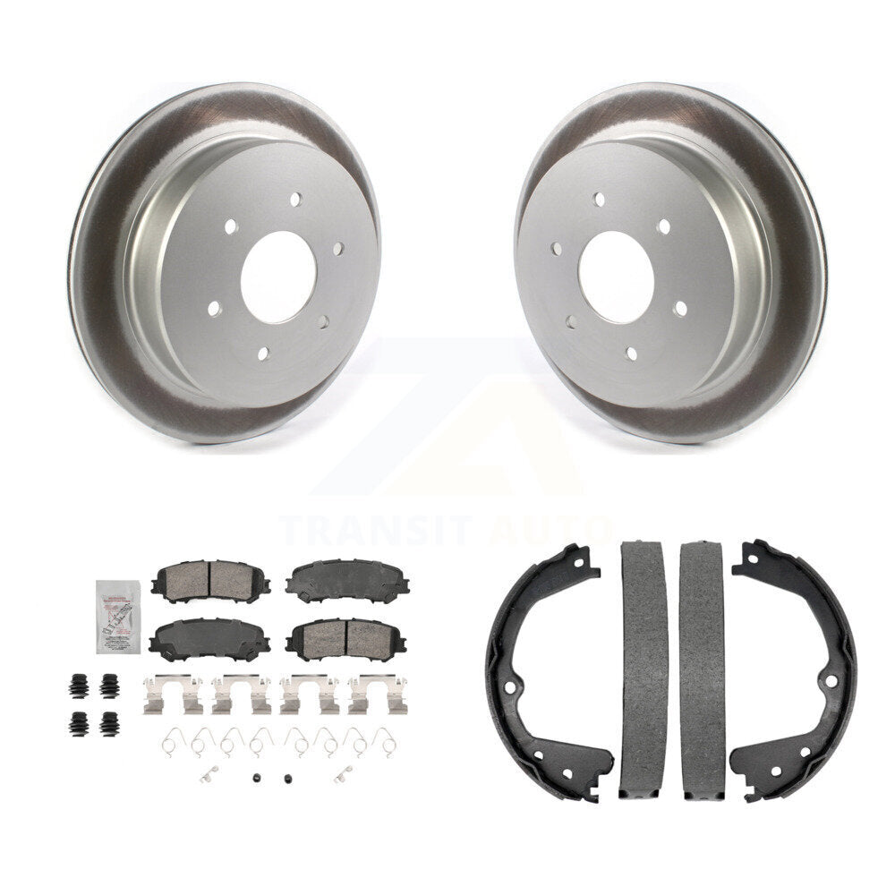 Rear Disc Coated Rotors Ceramic Pads & Parking Brake Shoes Kit For 2017-2023 Nissan TITAN KGA-106560