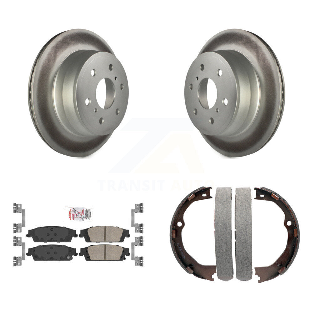 Rear Disc Coated Rotors Ceramic Pads & Parking Shoes Kit For GMC Chevrolet Sierra 1500 LD KGA-106563