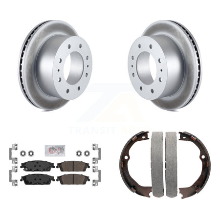 Rear Disc Coated Rotors Semi-Metallic Pads Parking Brake Shoes Kit For Chevrolet Suburban KGA-106564