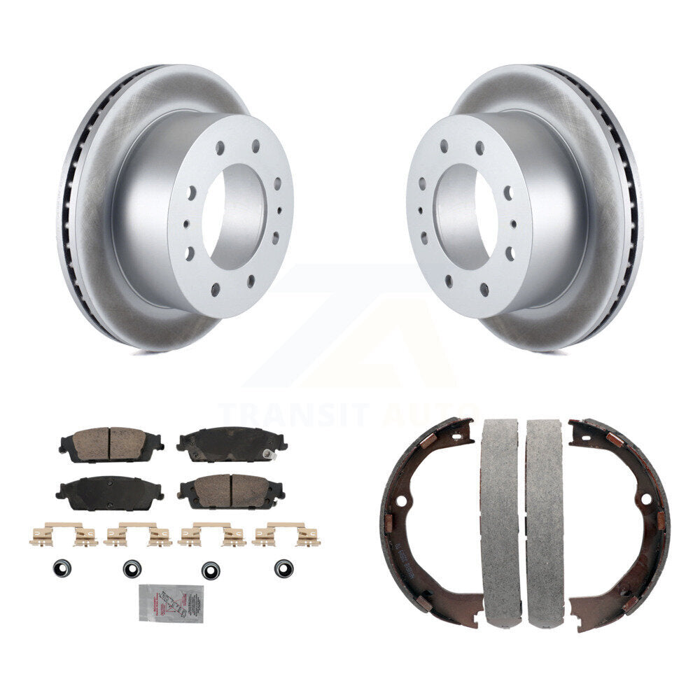 Rear Disc Coated Rotors Ceramic Pads And Parking Brake Shoes Kit For Chevrolet Suburban KGA-106565