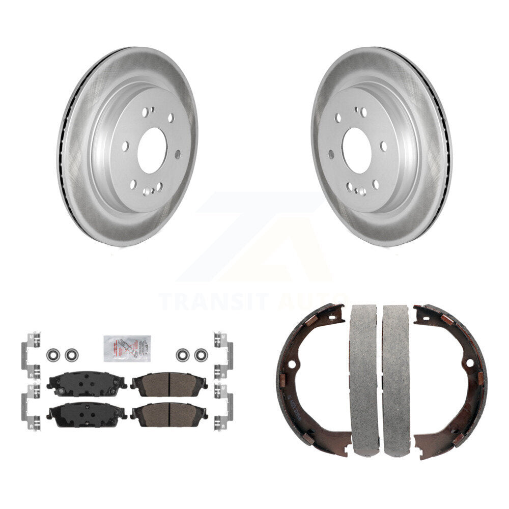 Rear Disc Coated Rotors Semi-Metallic Pads Parking Shoes Kit For Chevrolet Silverado 1500 KGA-106567