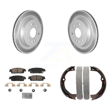 Rear Disc Coated Rotors Ceramic Pads & Parking Shoes Kit For Chevrolet Silverado 1500 LD KGA-106568