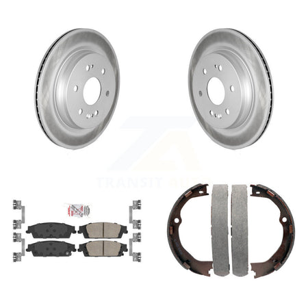 Rear Disc Coated Rotors Ceramic Pads & Parking Shoes Kit For Chevrolet Silverado 1500 LD KGA-106569
