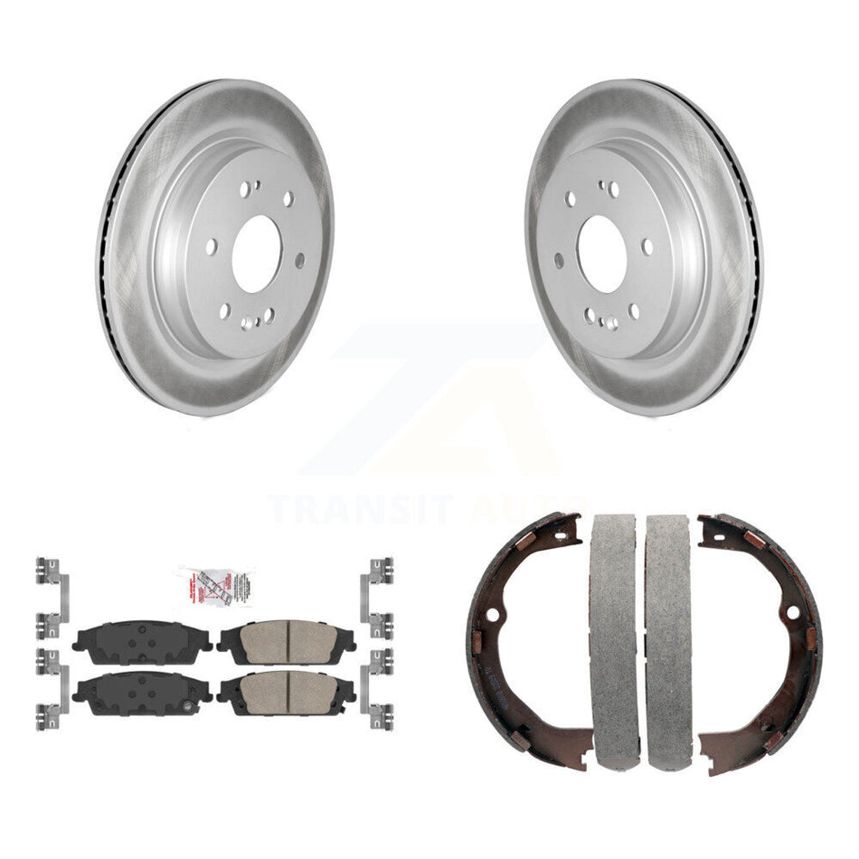 Rear Disc Coated Rotors Ceramic Pads & Parking Shoes Kit For Chevrolet Silverado 1500 LD KGA-106569