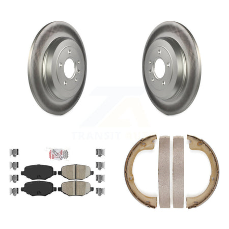 Rear Disc Coated Rotors Ceramic Pads And Parking Brake Shoes Kit For Lincoln MKT KGA-106573
