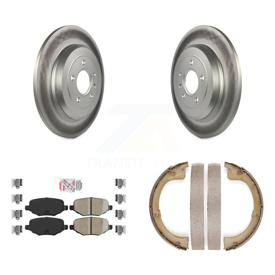 Rear Disc Coated Rotors Ceramic Pads And Parking Brake Shoes Kit For Lincoln MKT KGA-106573