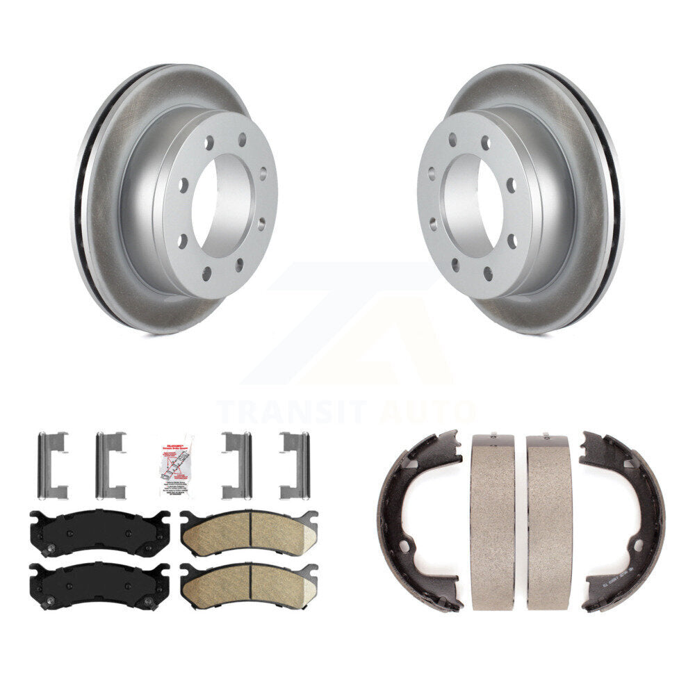 Rear Disc Coated Rotors Ceramic Pads & Parking Shoes Kit For GMC Chevrolet Silverado 2500 KGA-106577