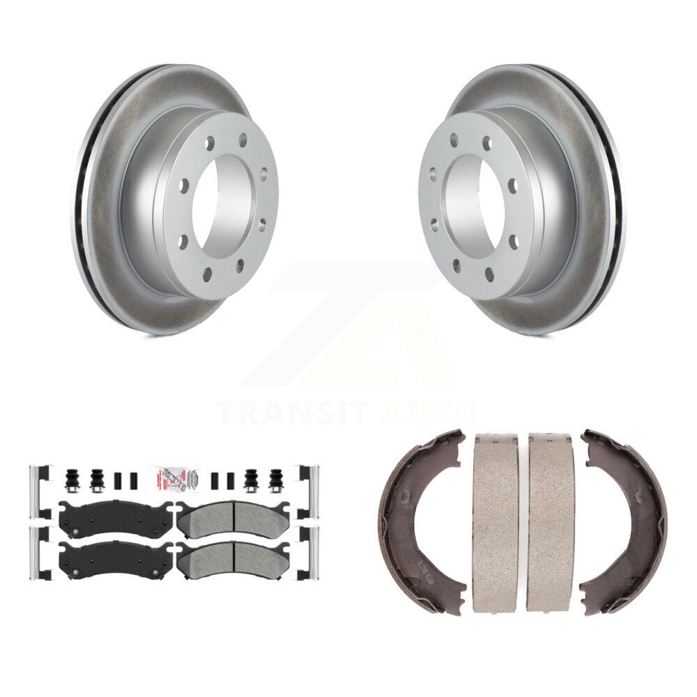 Rear Disc Coated Rotors Semi-Metallic Pads Parking Shoes Kit For Chevrolet GMC Silverado KGA-106580