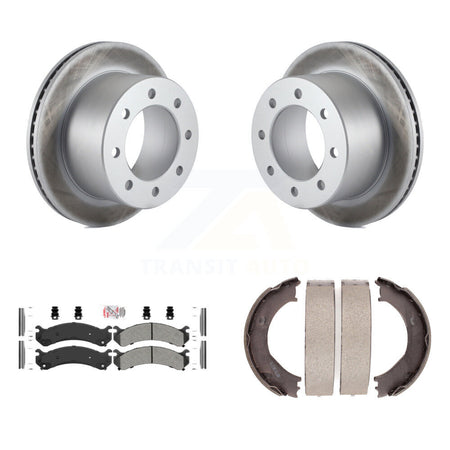 Rear Disc Coated Rotors Semi-Metallic Pads Parking Shoes Kit For Chevrolet GMC Silverado KGA-106581