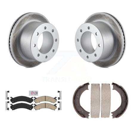 Rear Disc Coated Rotors Ceramic Pads & Parking Shoes Kit For Chevrolet GMC Silverado 3500 KGA-106582
