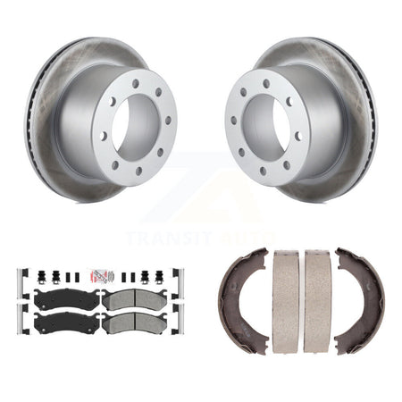 Rear Disc Coated Rotors Semi-Metallic Pads Parking Shoes Kit For GMC Sierra 3500 Classic KGA-106585