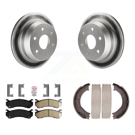 Rear Disc Coated Rotors Ceramic Pads & Parking Shoes Kit For Chevrolet Silverado 2500 HD KGA-106592