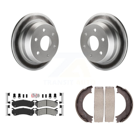 Rear Disc Coated Rotors Semi-Metallic Pads Parking Shoes Kit For Chevrolet Silverado 2500 KGA-106593