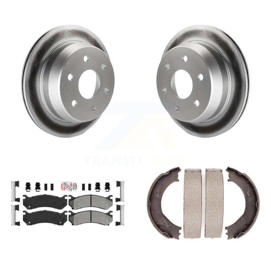 Rear Disc Coated Rotors Semi-Metallic Pads Parking Shoes Kit For Chevrolet Silverado 2500 KGA-106593