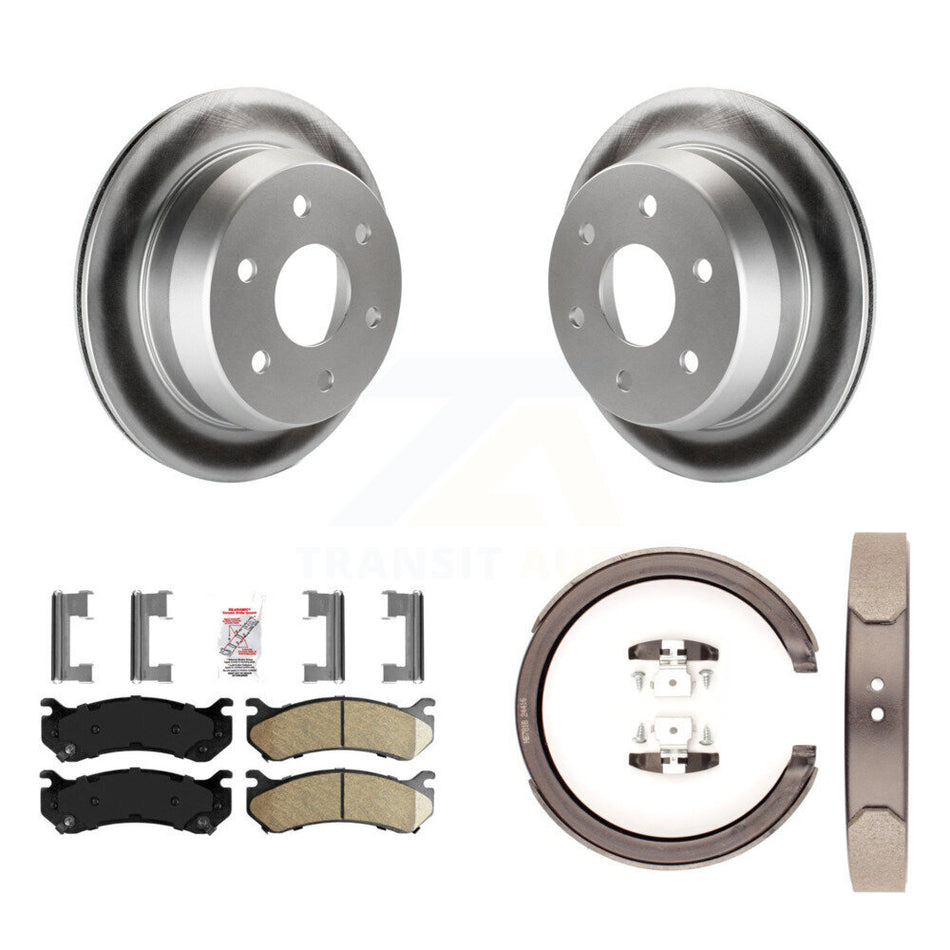 Rear Disc Coated Rotors Ceramic Pads Parking Brake Shoes Kit For Chevrolet Suburban 2500 KGA-106594