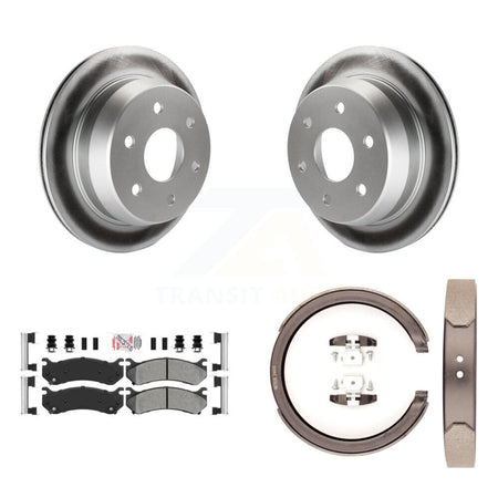 Rear Disc Coated Rotors Semi-Metallic Pads Parking Shoes Kit For Chevrolet Suburban 2500 KGA-106595