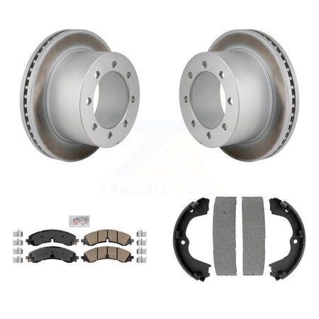 Rear Disc Coated Rotors Ceramic Pads & Parking Shoes Kit For GMC Sierra 3500 HD Chevrolet KGA-106598