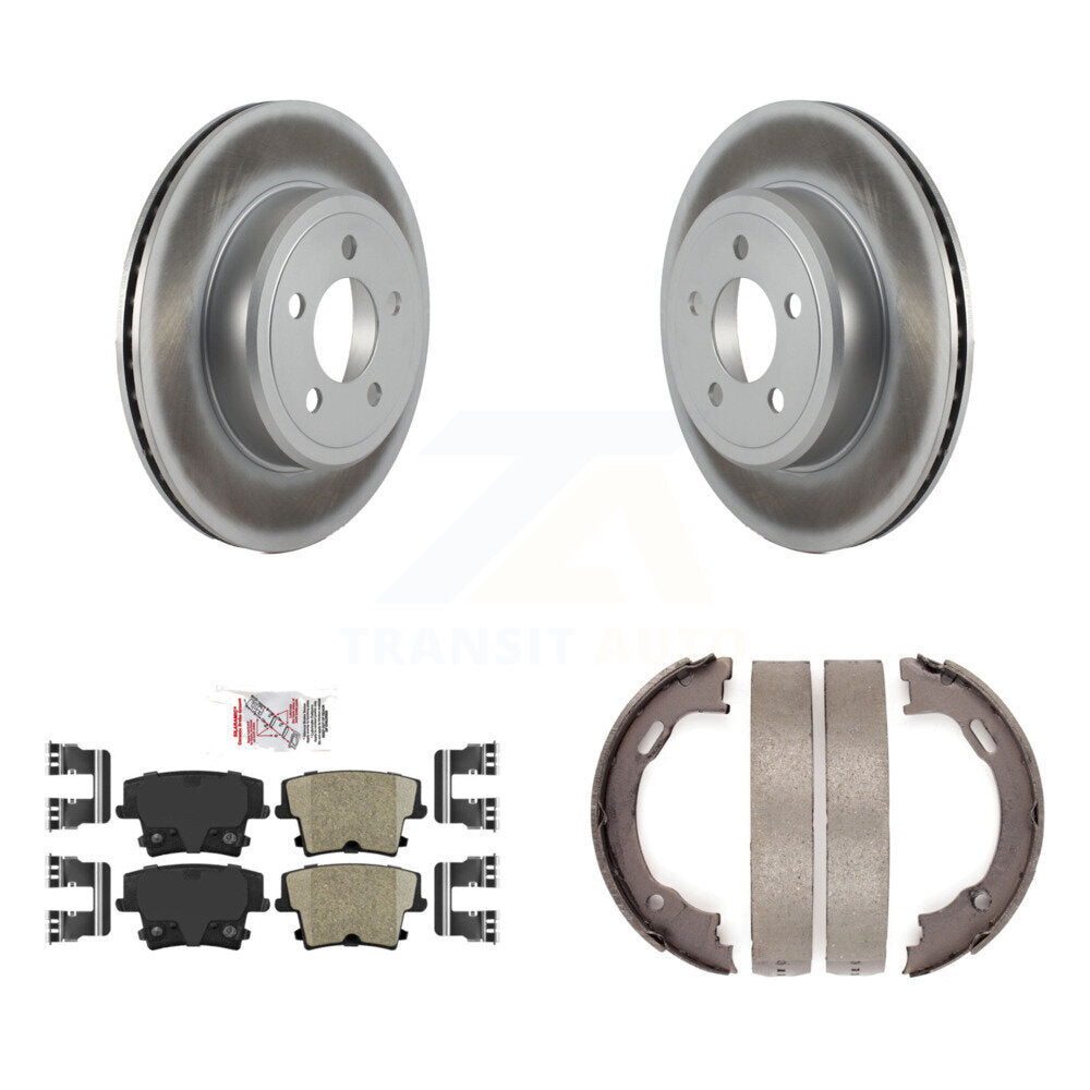 Rear Disc Coated Rotors Ceramic Pads And Parking Shoes Kit For Dodge Chrysler 300 Charger KGA-106602
