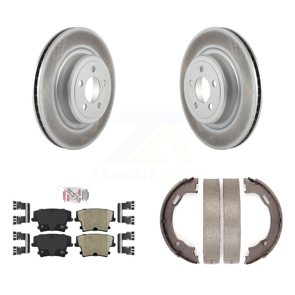 Rear Disc Coated Rotors Ceramic Pads And Parking Brake Shoes Kit For Dodge Charger Magnum KGA-106606