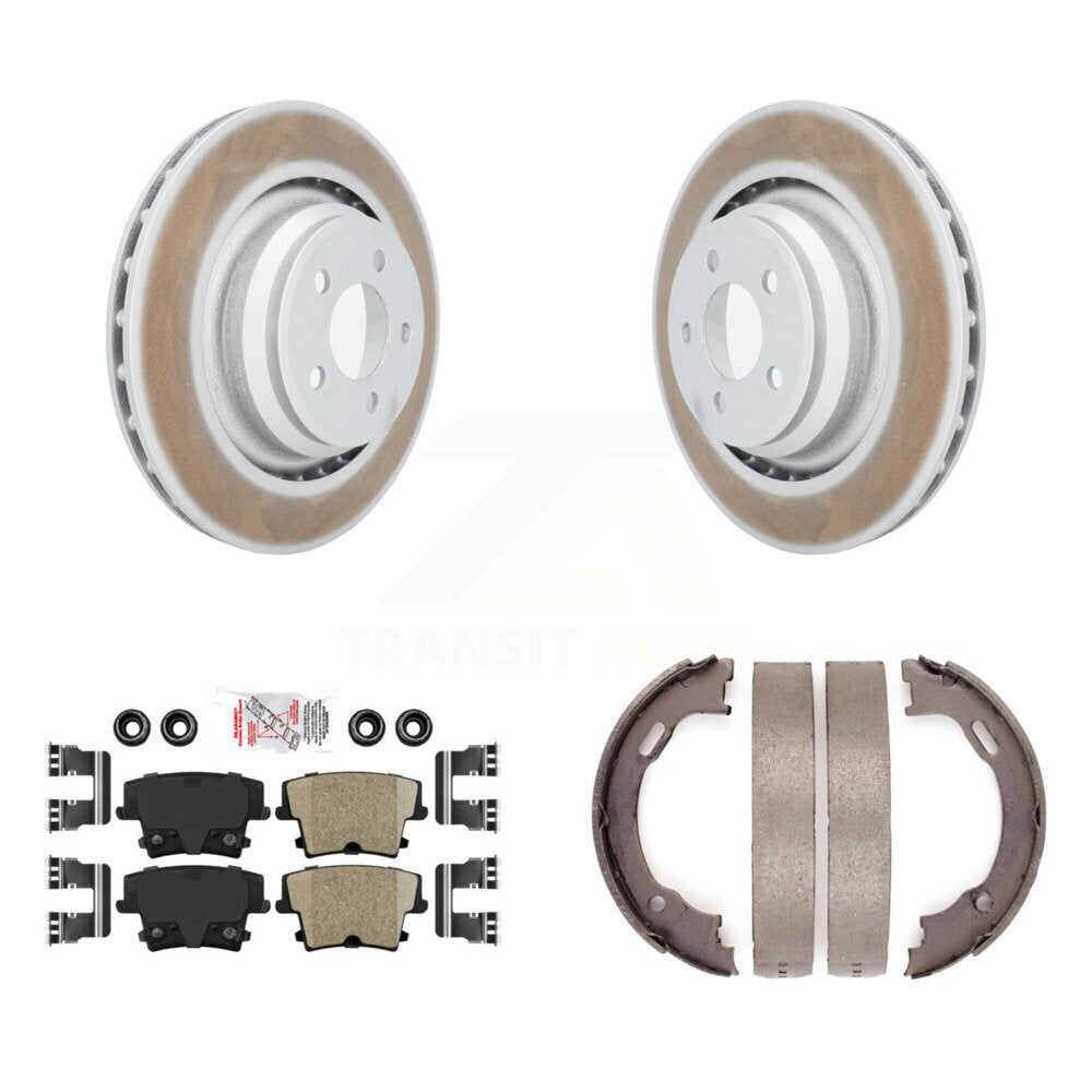 Rear Disc Coated Rotors Ceramic Pads And Parking Brake Shoes Kit For Dodge Charger KGA-106611