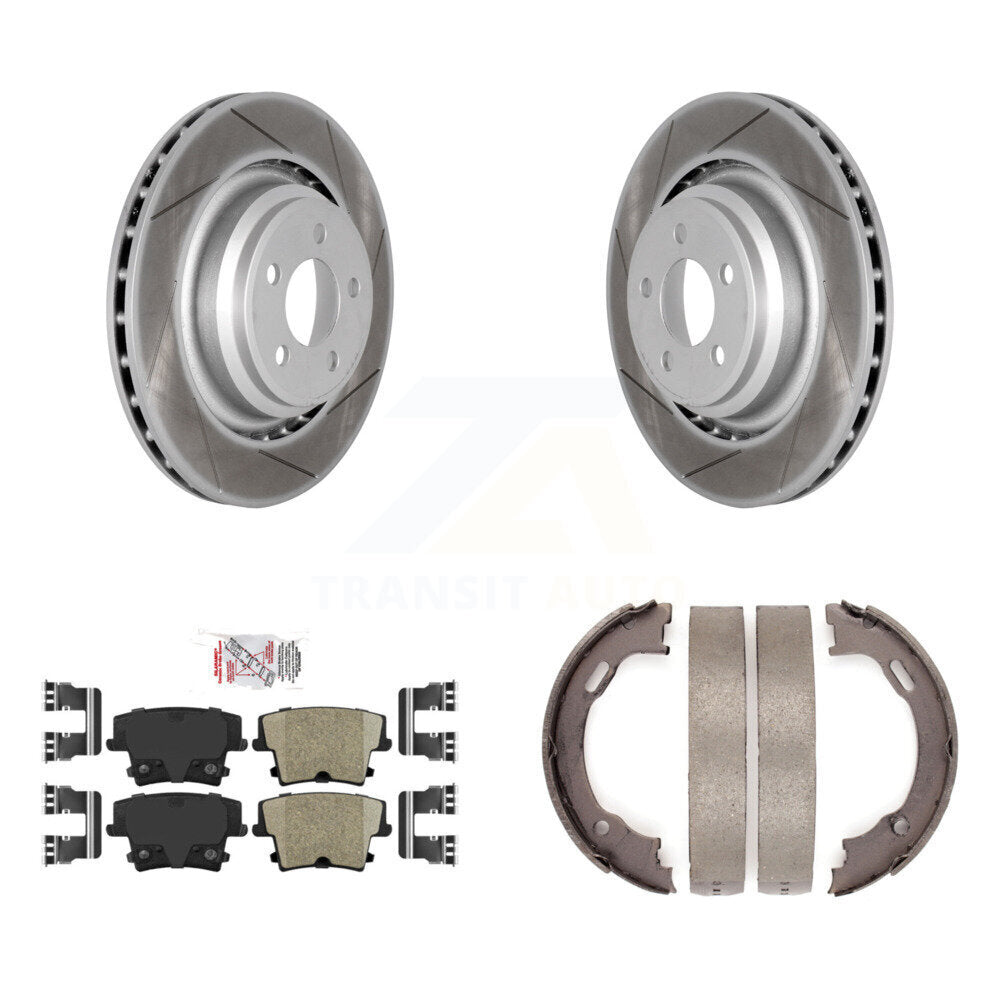 Rear Disc Coated Rotors Ceramic Pads And Parking Brake Shoes Kit For Dodge Charger KGA-106612