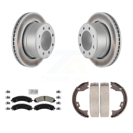 Rear Disc Coated Rotors Semi-Metallic Pads And Parking Brake Shoes Kit For Ram 3500 KGA-106616