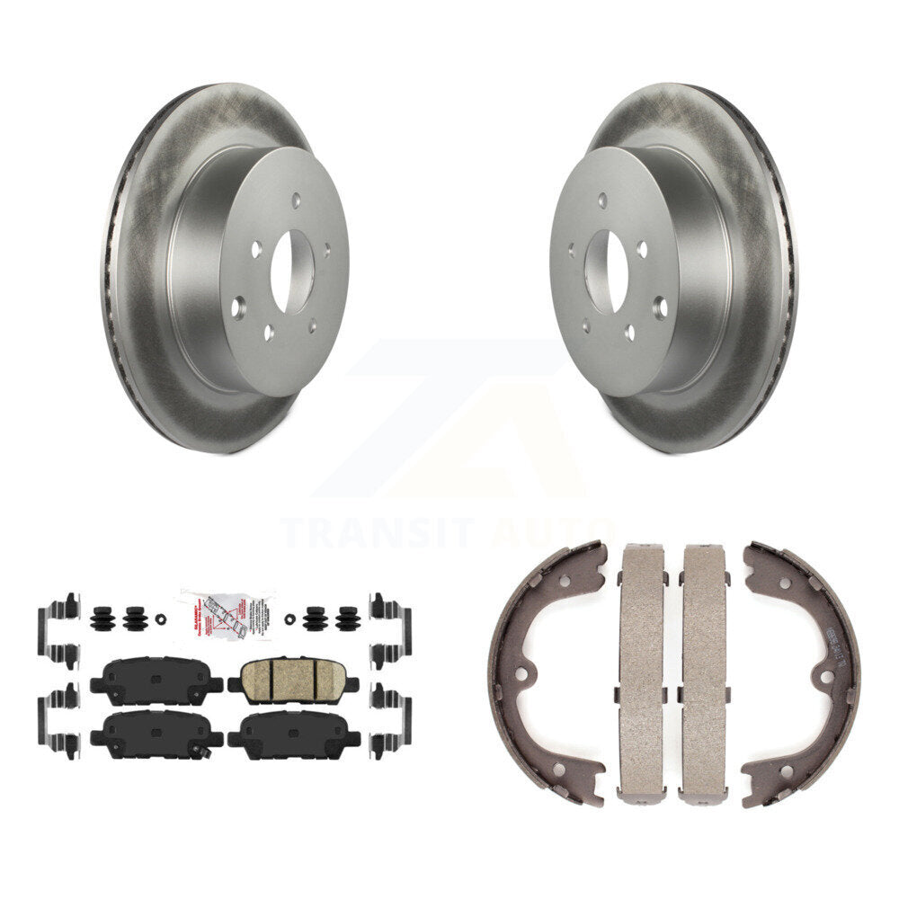 Rear Disc Coated Rotors Ceramic Pads Parking Shoes Kit For Nissan Murano INFINITI Q50 M37 KGA-106621