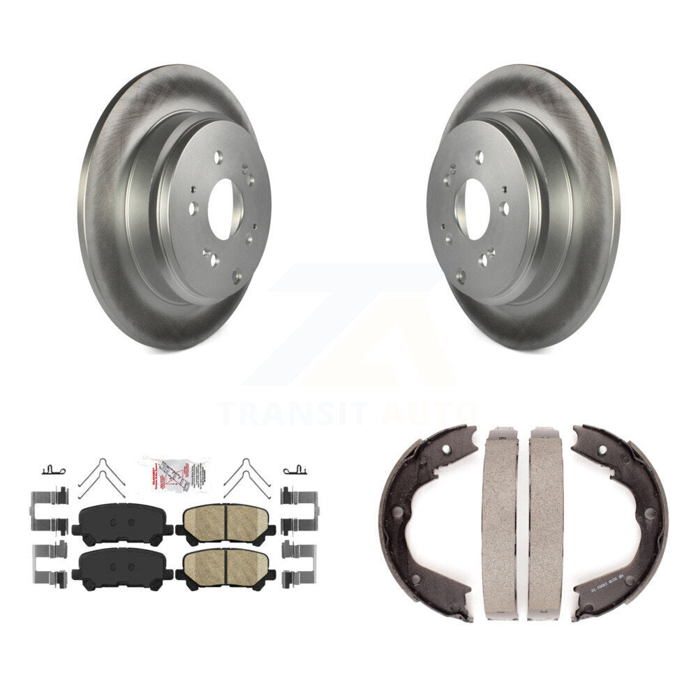 Rear Disc Coated Rotors Ceramic Pads And Parking Shoes Kit For Honda Pilot Acura MDX ZDX KGA-106622