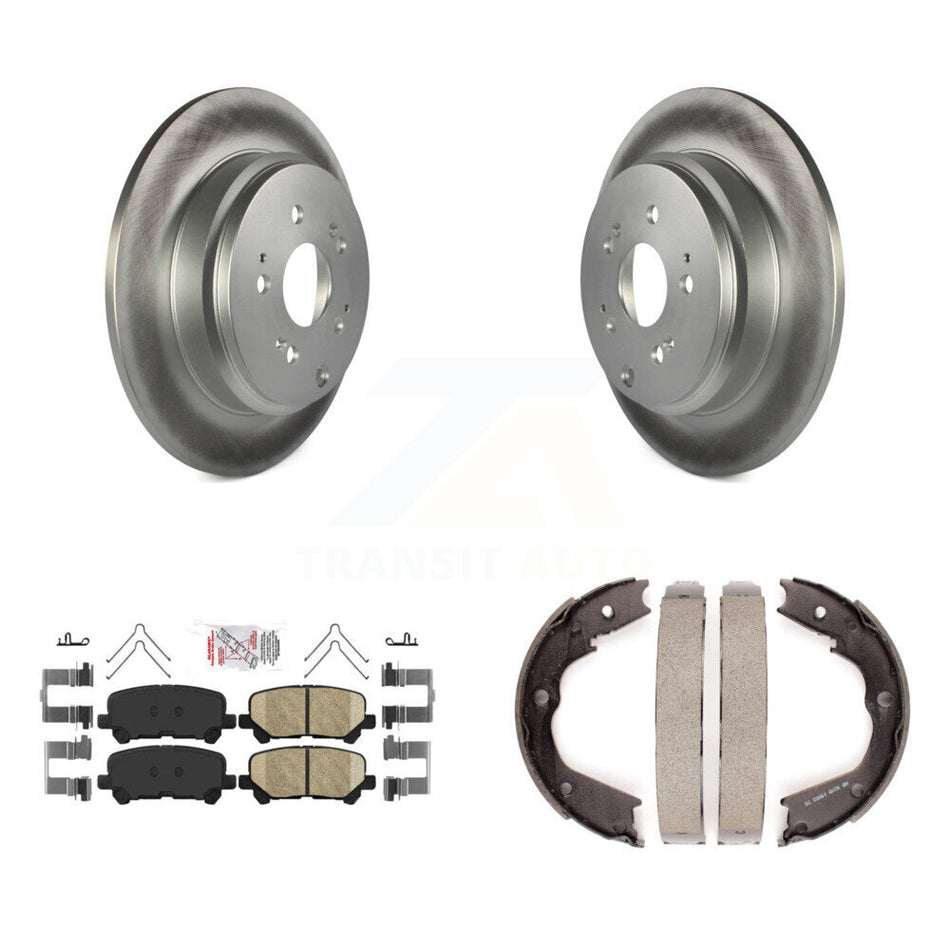 Rear Disc Coated Rotors Ceramic Pads And Parking Shoes Kit For Honda Pilot Acura MDX ZDX KGA-106622