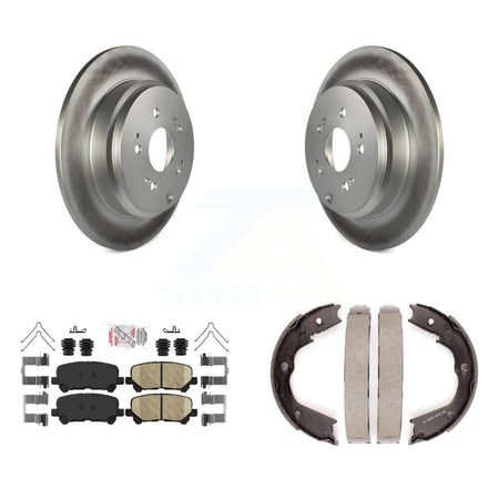 Rear Disc Coated Rotors Ceramic Pads And Parking Shoes Kit For Honda Pilot Acura MDX ZDX KGA-106623