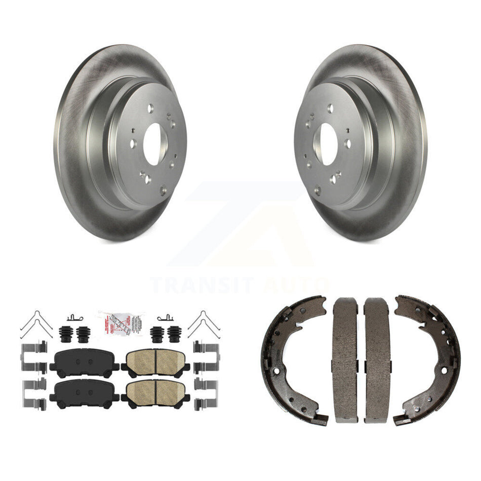 Rear Disc Coated Rotors Ceramic Pads Parking Brake Shoes Kit For 2011-2017 Honda Odyssey KGA-106625