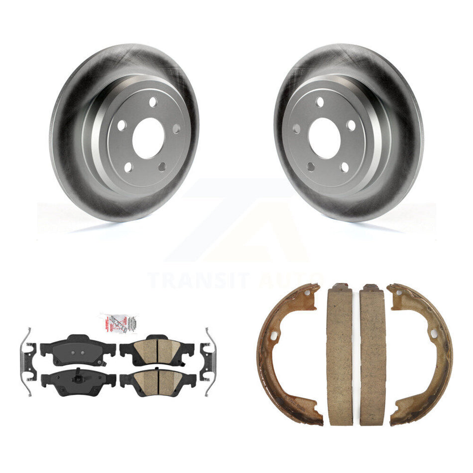 Rear Disc Coated Rotors Ceramic Pads Parking Brake Shoes Kit For Dodge Durango Jeep Grand KGA-106632
