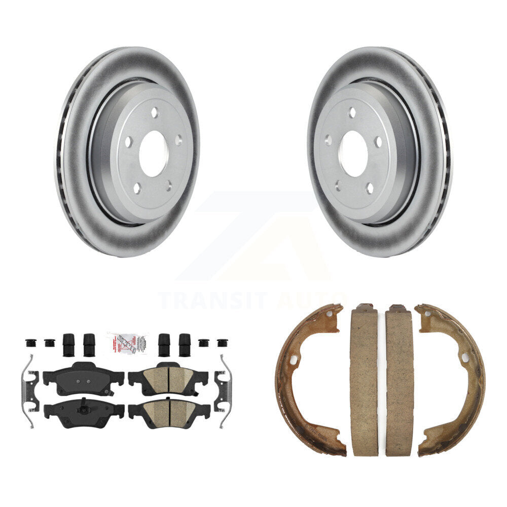 Rear Disc Coated Rotors Ceramic Pads & Parking Shoes Kit For Jeep Grand Cherokee Dodge WK KGA-106635